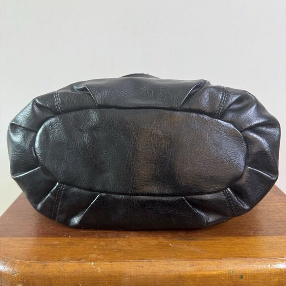 NINE WEST Black Faux Leather Shopper Shoulder Purse Hobo Bag Handbag Grunge 90s - Picture 6 of 9